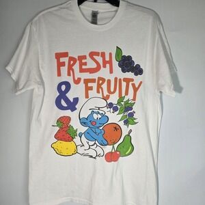 Vintage Style Y2K Smurfs‎ Fresh & Fruity T-Shirt Size M 100% Cotton